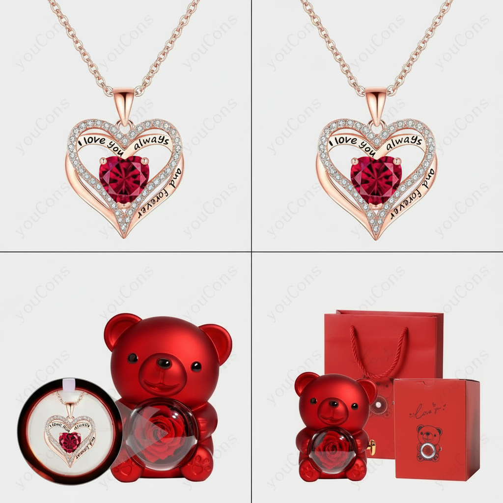 Collier Cœur Rouge avec Coffret